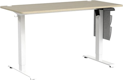 Standing Desk Adjustable Height, Electric Standing Desk with Starage Bag, Stand up Desk for Home Office Computer Desk Memory Preset with Headphone Hook, 55x24 Inch, Maple