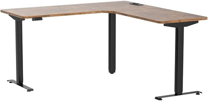 Marsail Corner Stand Up Desk Adjustable Height with 4-in 1 Electical Outlet, L Shaped Electric Standing Desk with Headphone Hook, Stand up Desk for Home Office Sturdy Writing Workstation Rustic