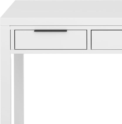 SIMPLIHOME Hollander Solid Wood Contemporary 60 Inch Wide Desk in White, for The Office Desk, Writing Table, Workstation and Study Table Distressed Dark Brown