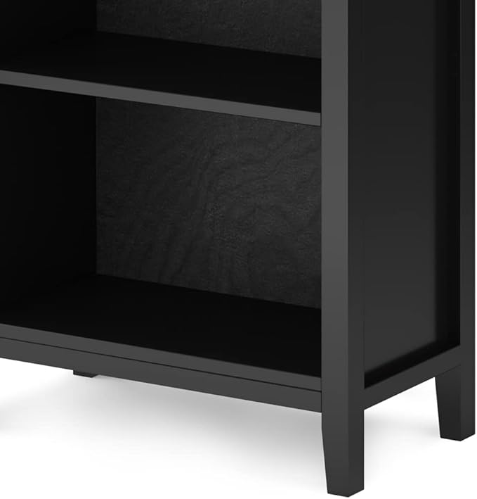 SIMPLIHOME Artisan SOLID WOOD 26 Inch Contemporary 5 Shelf Bookcase in Black, For the Living Room, Study Room and Office