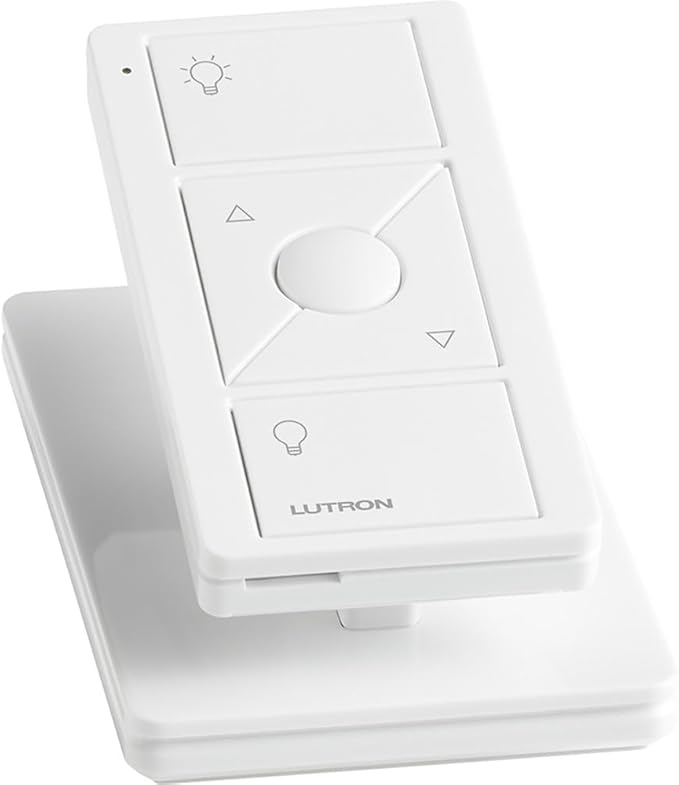 Lutron Pico Remote for Caseta Smart Dimmer Switch, 3-Button Control with Raise/Lower and Preset Lighting Level, For Table Top or Wallmount Use, PJ2-3BRL-WH-L01R, White