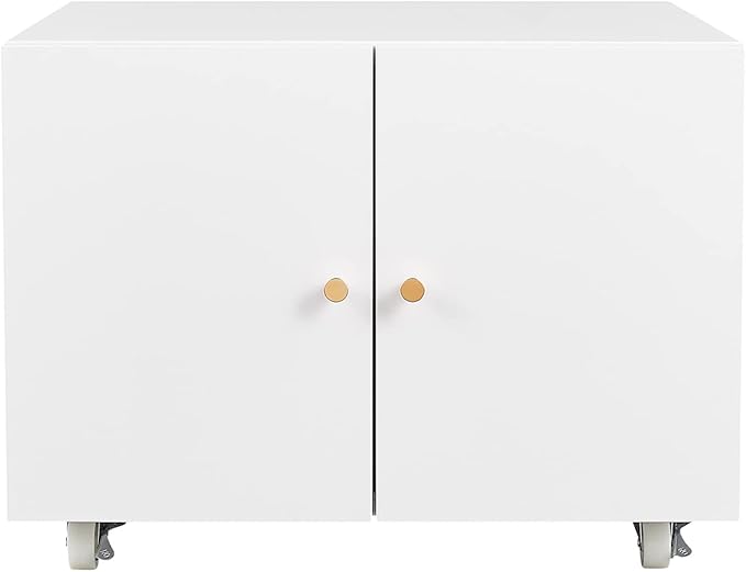 17.70" Metal Office Copier 2 Door and 360 ° Universal Wheel,Mobile Lateral Filing Cabinets w/Aluminum Alloy Handle,Rolling Printer Stand for Legal/Letter/A4,White