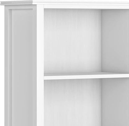 SIMPLIHOME Artisan SOLID WOOD 26 Inch Contemporary 5 Shelf Bookcase in White, For the Living Room, Study Room and Office