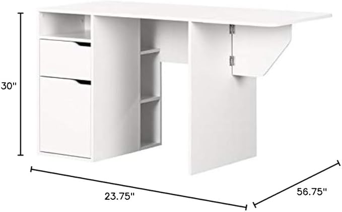 South Shore Crea Expandable Craft Table-Pure White