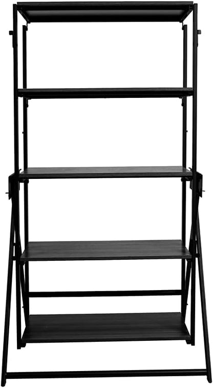 Origami Modern 2 in 1 Shelf to Table Style, Organizer Deco Rack Magically Turn to a Table/Desk in a Second, Fully Assembled, Patent Pending, Black(STT-BLKBLK)