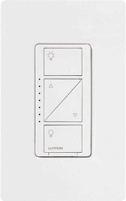 Lutron Caseta Original Smart Dimmer Switch With Wallplate (Lutron Smart Hub Required), for LED Lights, 150 Watt, Single-Pole/3-Way, No Neutral Required, PDW-6WCL-WH-A, White