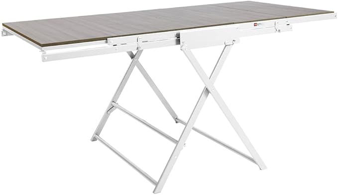 Origami Modern 2 in 1 Shelf to Table Style, Organizer Deco Rack Magically Turn to a Table/Desk in a Second,Fully Assembled,White/Birchwood US Patent Pending (STT-WHIBRC)