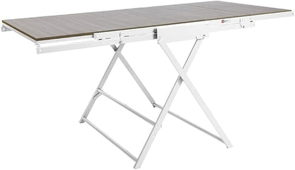 Origami Modern 2 in 1 Shelf to Table Style, Organizer Deco Rack Magically Turn to a Table/Desk in a Second,Fully Assembled,White/Birchwood US Patent Pending (STT-WHIBRC)