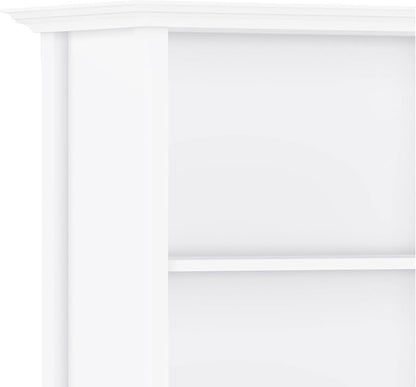 SIMPLIHOME Amherst SOLID WOOD 30 Inch Transitional 5 Shelf Bookcase in White, For the Living Room, Study Room and Office