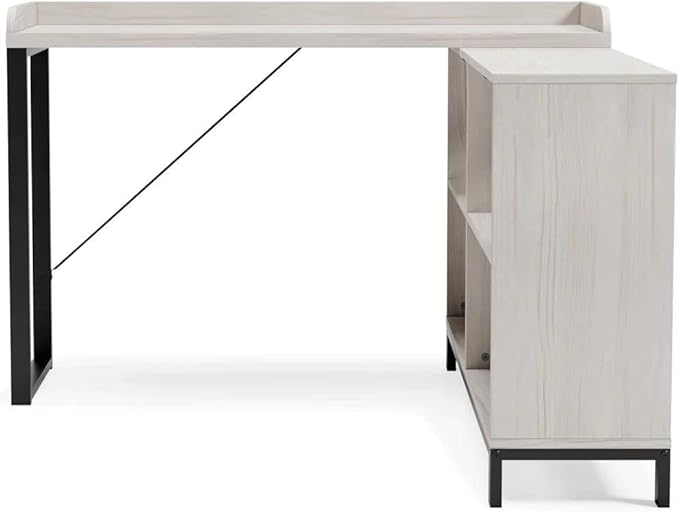 Signature Design by Ashley Bayflynn Modern L-Desk, White & Black
