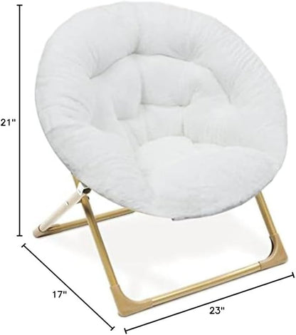 Milliard Mini Cozy Chair for Kids, Sensory Faux Fur Folding Saucer Chair for Toddlers, White