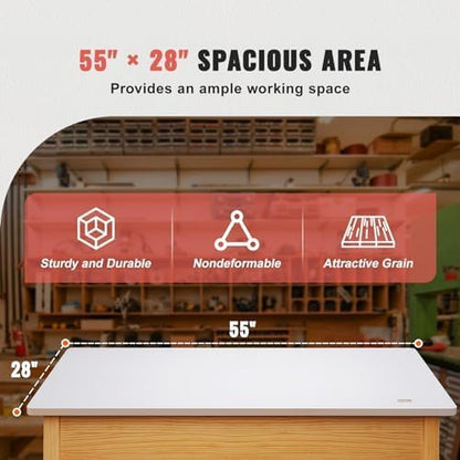 VEVOR One-Piece Particle Board Desktop Universal Tabletop, 55" x 28" x 1", White
