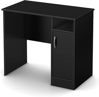South Shore Small Computer Desk with Door, Pure Black