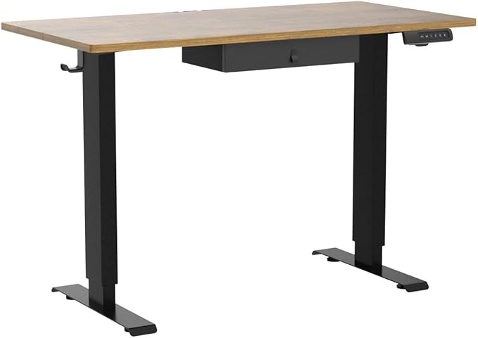 Marsail Standing Desk with Drawer, 55x24 Inch Adjustable Height Standing Desk, Electric Stand up Desk, Sit Stand Home Office Desk, Ergonomic Workstation for Home Office Computer Gaming Desk Rustic