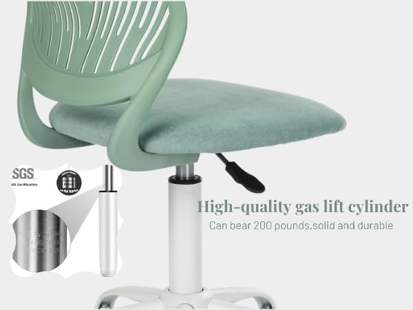 FurnitureR Writing Task Chair for Teens Boys Girls 360 Rolling Wheels Fabric Soft Pad Seat Breathable Backrest, Height Adjustable Liftup 29.5"-34.3", Morandi AQUA