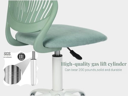 FurnitureR Writing Task Chair for Teens Boys Girls 360 Rolling Wheels Fabric Soft Pad Seat Breathable Backrest, Height Adjustable Liftup 29.5"-34.3", Morandi AQUA