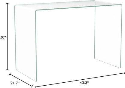 Bent Glass Computer Desk Rectangular Shaped PC Laptop Workstation Table for Home Office, 43.3" L, Clear