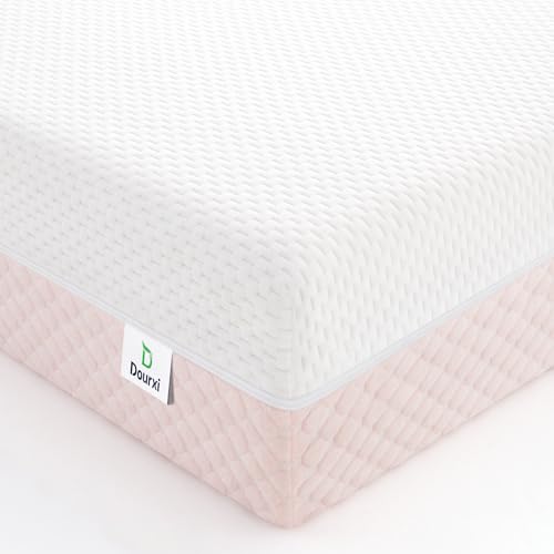 Crib Mattress, Dual Sided Comfort Memory Foam Toddler Bed Mattress, Triple-Layer Breathable Premium Baby Mattress for Infant and Toddler w/Removable Outer Cover - White&Blue