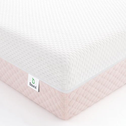 Crib Mattress, Dual Sided Comfort Memory Foam Toddler Bed Mattress, Triple-Layer Breathable Premium Baby Mattress for Infant and Toddler w/Removable Outer Cover - White&Blue