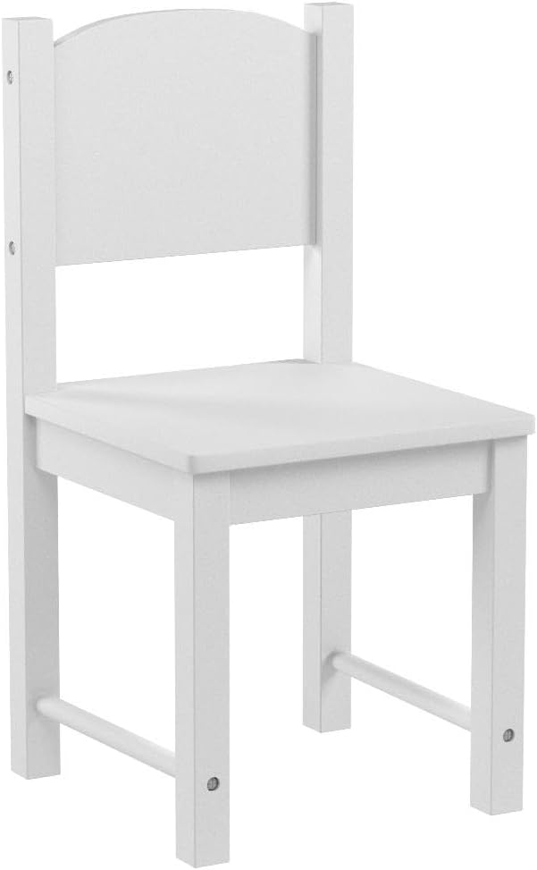 Timy Toddler Wooden Chair Pair, Kids Furniture for Eating, Reading, Playing 2 Pack (White)