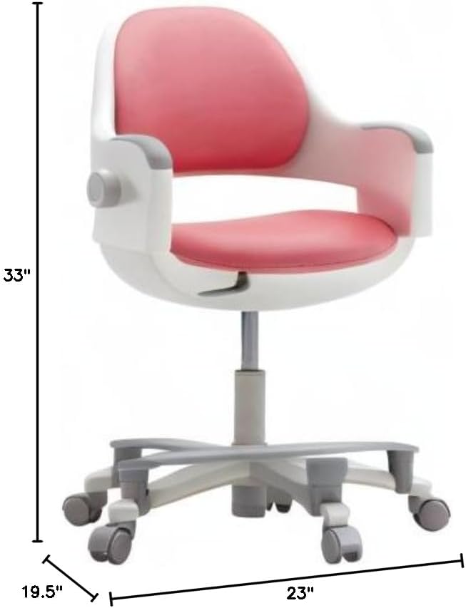 SIDIZ ringo Kids Desk Chair : Ergonomic Kids Chair with Footrest, 4-Step Growing Function, Adjustable Seat Height, Sit-Locking Casters, Swivel Type Kids Chair (Rosy Pink Chair)
