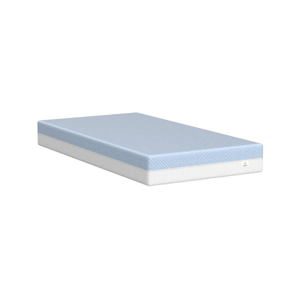 Crib Mattress, Dual Sided Comfort Memory Foam Toddler Bed Mattress, Triple-Layer Breathable Premium Baby Mattress for Infant and Toddler w/Removable Outer Cover - White&Blue