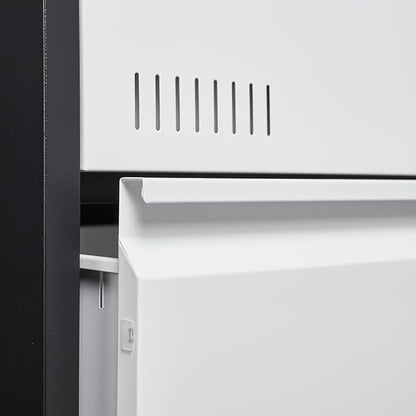 2 Drawer Metal Lateral Lock and Card Holder,Office Vertical Files Storage Cabinets w/Heavy 3 Section Slide Rail & Breathable Holes,for Legal/Letter/A4,Black+White