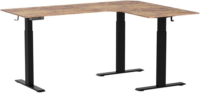 BANTI Triple Motors 63" L Shaped Standing Desk Height Adjustable, Electric Stand up Corner Desk, Sit Stand Home Office Desk Computer Workstation with Memory Preset, Rustic Brown Top
