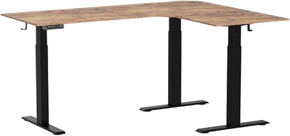 BANTI Triple Motors 63" L Shaped Standing Desk Height Adjustable, Electric Stand up Corner Desk, Sit Stand Home Office Desk Computer Workstation with Memory Preset, Rustic Brown Top