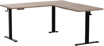 FEZIBO L Shaped Standing Desk Adjustable Height, 63 Inch Electric Stand up Corner Computer Desk, Sit Stand Home Office Desk with Splice Board, Rustic Brown Top/Black Frame
