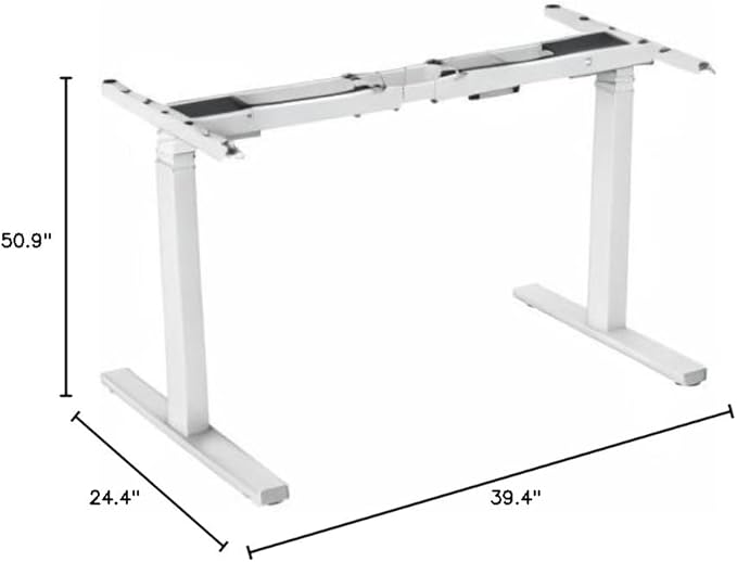 POUT TEKDEC Dual Motor 3-Stage Electric Adjustable Standing Computer Desk Base 24.4” - 51" Height for Home and Office (White)
