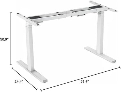 POUT TEKDEC Dual Motor 3-Stage Electric Adjustable Standing Computer Desk Base 24.4” - 51" Height for Home and Office (White)