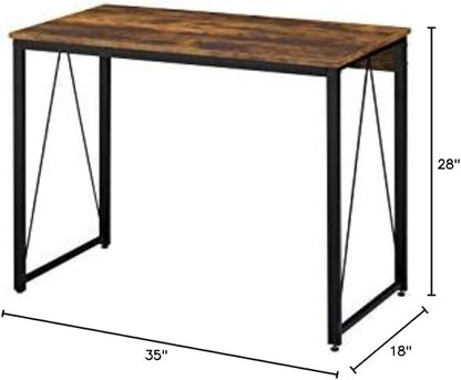 Acme Zaidin Wooden Rectangle Top Writing Desk in Weathered Oak and Black