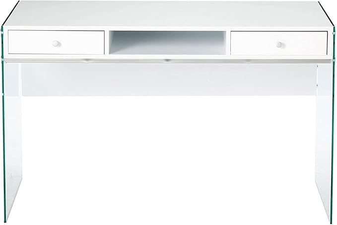 Coaster Home Furnishings Dobrev 2-Drawer Writing Desk Glossy White and Clear