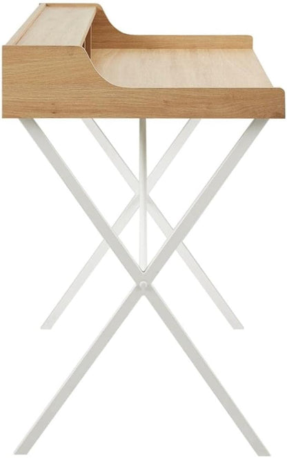 510 DESIGN Laurel Home Office Computer Desk for Small Spaces - Modern Wooden Top Writing Table with Sturdy Metal Legs, Living Room Furniture, Easy Assembly, 47" W x 23.5" D x 35" H, Natural/White