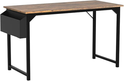 Computer Desk Small Office Desk 40 Inch Writing Desks Small Space Desk Study Table Modern Simple Style Work Table with Storage Bag Headphone Hook Wooden Tabletop Metal Frame for Home, Bedroom