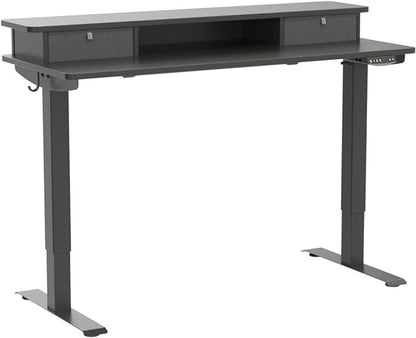 FEZIBO 40 x 24 Inch Height Adjustable Electric Standing Desk with Double Drawer, Stand Up Desk with Storage Shelf, Sit Stand Desk, Black