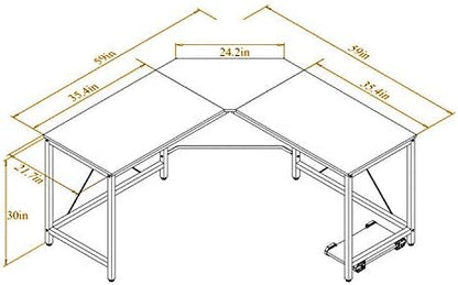 L Shaped Desk, Large L Shaped Computer Desk Office Desk, 59+59 inch L Shaped Gaming Desk with CPU Stand, Sturdy Corner Gaming Desk Writing Desk L Shaped Workstation Desks for Home Office Corner