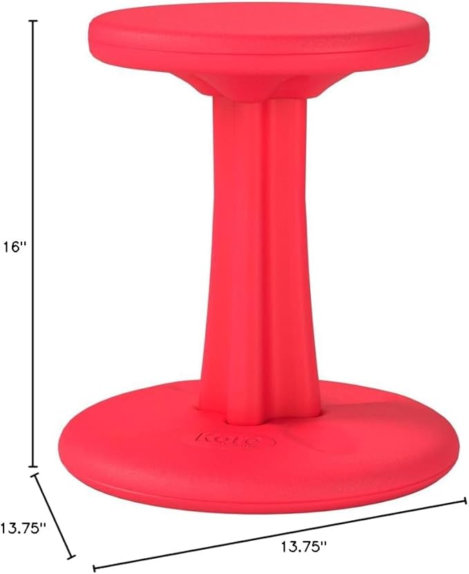 Kore Kids Junior Wobble Chair - Flexible Seating Stool for Classroom, Elementary School, ADD/ADHD - Made in The USA - Junior- Age 8-9, Grade 3-4, Red (16in)