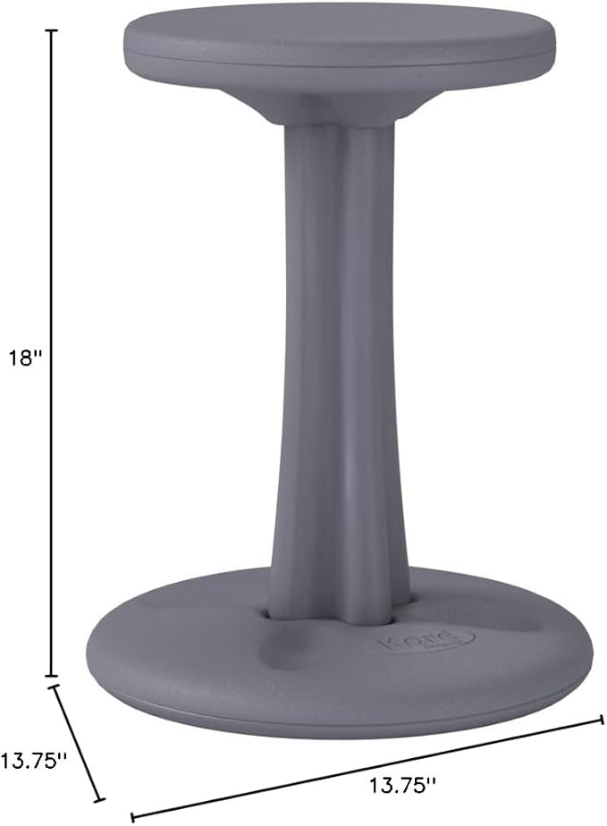Kore Kids Pre-Teen Wobble Chair - Flexible Seating Stool for Classroom, Home & School, ADD/ADHD - Made in The USA - Age 10-11, Grade 5-6, Grey (18.7in)