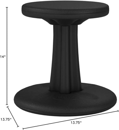 Kore Kids Wobble Chair - Flexible Seating Stool for Classroom & Elementary School, ADD/ADHD - Made in The USA - Age 6-7, Grade 1-2, Black (14in)