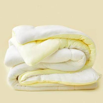 COTTEBED Yellow White Twin Size Bed Comforter Set, Cute Jersey Knit T-Shirt Feel Reversible Blanket Comforter Ultra-Soft Cozy Lightweight Quilt Pillowsham for Kid Boy Girl Dorm All Season Twin/Twin XL