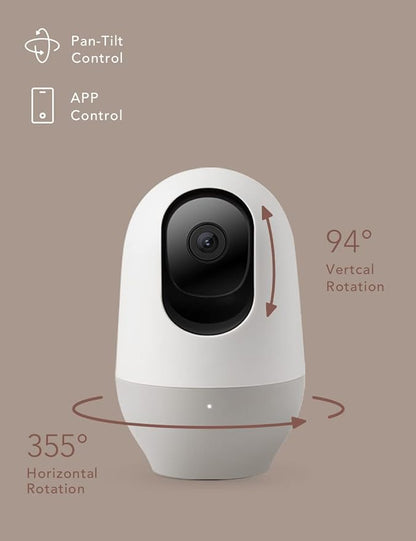 nooie Baby Monitor with SD Card,Baby Monitor with Camera 360 Camera, WiFi Baby Cam with Phone App, AI MotionTracking and Sound Detection,1080P Night Vision Two-Way Audio