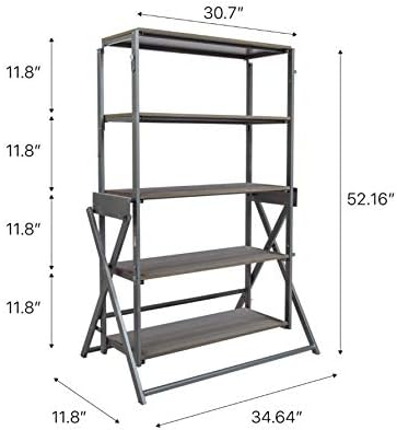Origami modern 2 in 1 shelf to table Style, Organizer Deco Rack magically turn to a table/desk in a second,Fully assembled, Vintage Bronze/Oak/US patent pending (STT-VBWOAK)
