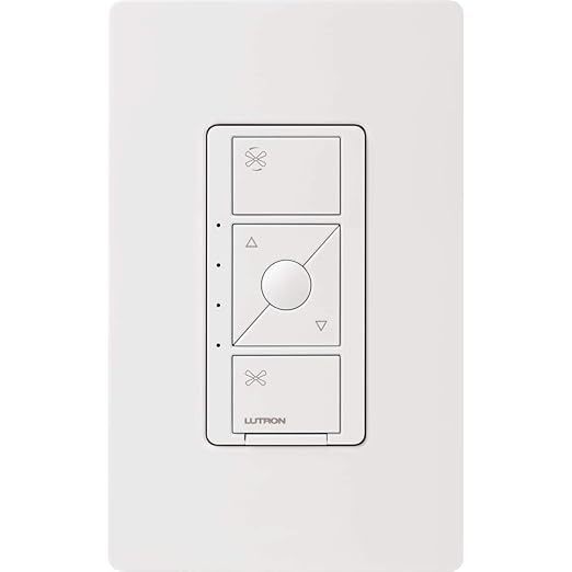Lutron Caseta Smart Fan Speed Control Switch (Lutron Smart Hub Required), Single-Pole, PD-FSQN-WH, White