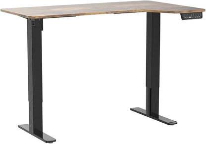 Electric Standing Desk, Height Adjustable Sit Stand up Desk, L-Shaped Memory Home Office Desk With Hook, 55 x 34 inch, Rustic