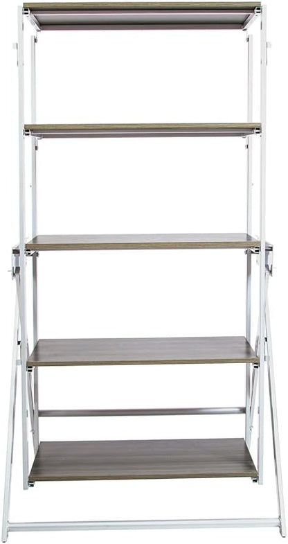 Origami Modern 2 in 1 Shelf to Table Style, Organizer Deco Rack Magically Turn to a Table/Desk in a Second,Fully Assembled,White/Birchwood US Patent Pending (STT-WHIBRC)