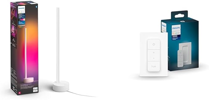 Philips Hue Gradient Signe Table Lamp, Compatible with Alexa & Smart Dimmer Switch with Remote, White - 1 Pack