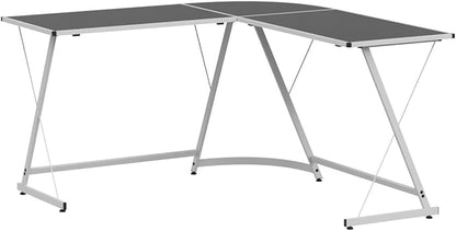 SHW L-Shaped Computer Gaming Desk, Walnut
