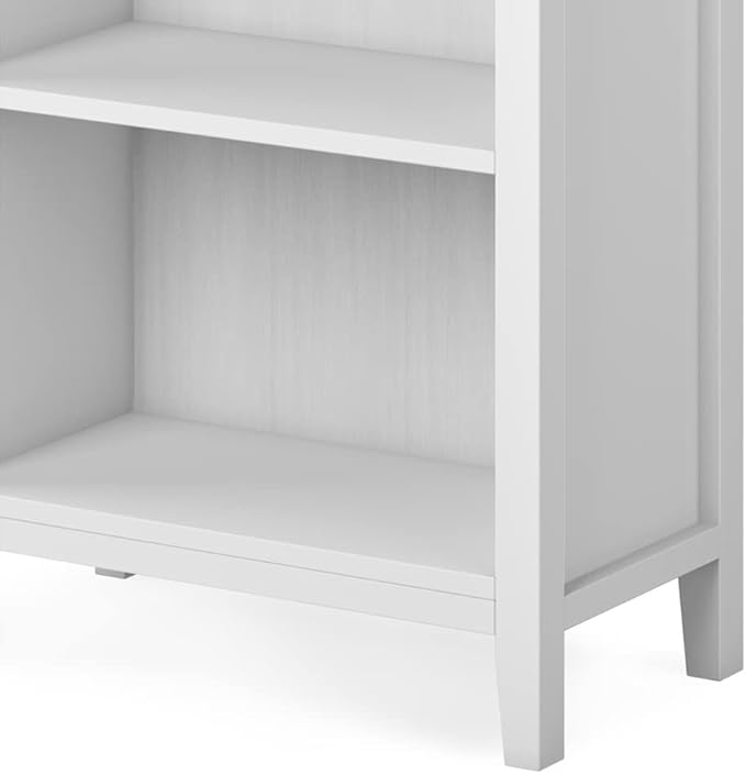 SIMPLIHOME Artisan SOLID WOOD 26 Inch Contemporary 5 Shelf Bookcase in White, For the Living Room, Study Room and Office